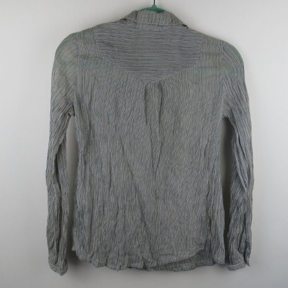 Vero Moda Striped Lightweight Henley Button Long Sleeve Blouse sz S - Picture 2 of 8